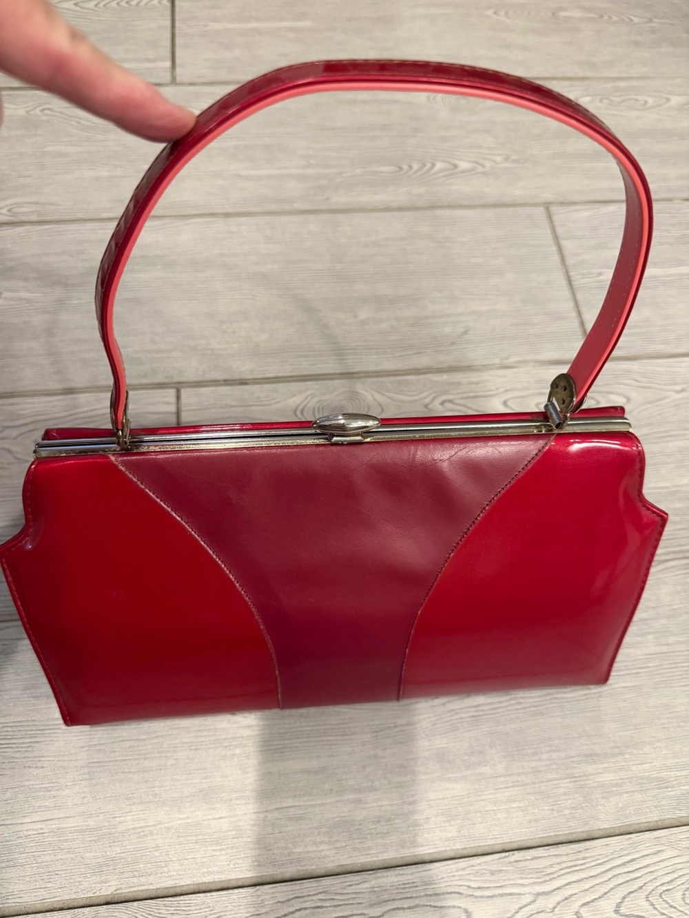 1960s Red  Patent Classic Top-Handle Bag